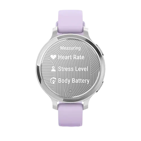Garmin Lily 2 Active, Silver with Purple Jasmine Silicone Band