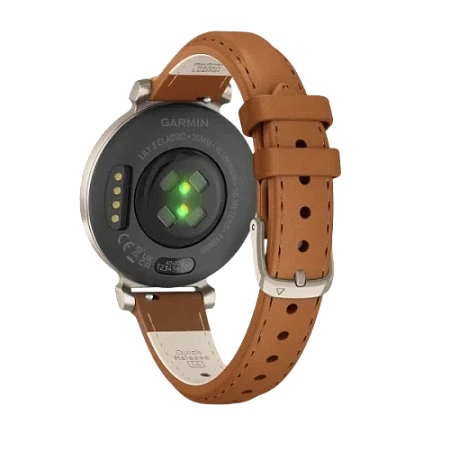 Garmin Lily 2, Cream Gold Case with Tan Leather Band