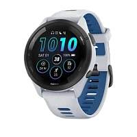 Garmin Forerunner 265 Black Bezel with Whitestone Case and Whitestone/Tidal Blue Silicone Band 46mm