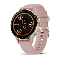 Garmin Venu 3S, Soft gold stainless steel bezel with dust rose case and silicone band 41mm