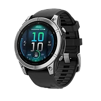 Garmin fēnix E – 47 mm, AMOLED, Stainless steel with Black silicone band