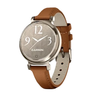 Garmin Lily 2, Cream Gold Case with Tan Leather Band