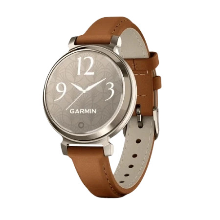 Garmin Lily 2, Cream Gold Case with Tan Leather Band
