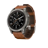 Garmin Fenix 7 Pro Sapphire Solar EditionTitanium with Chestnut Leather Band 47mm